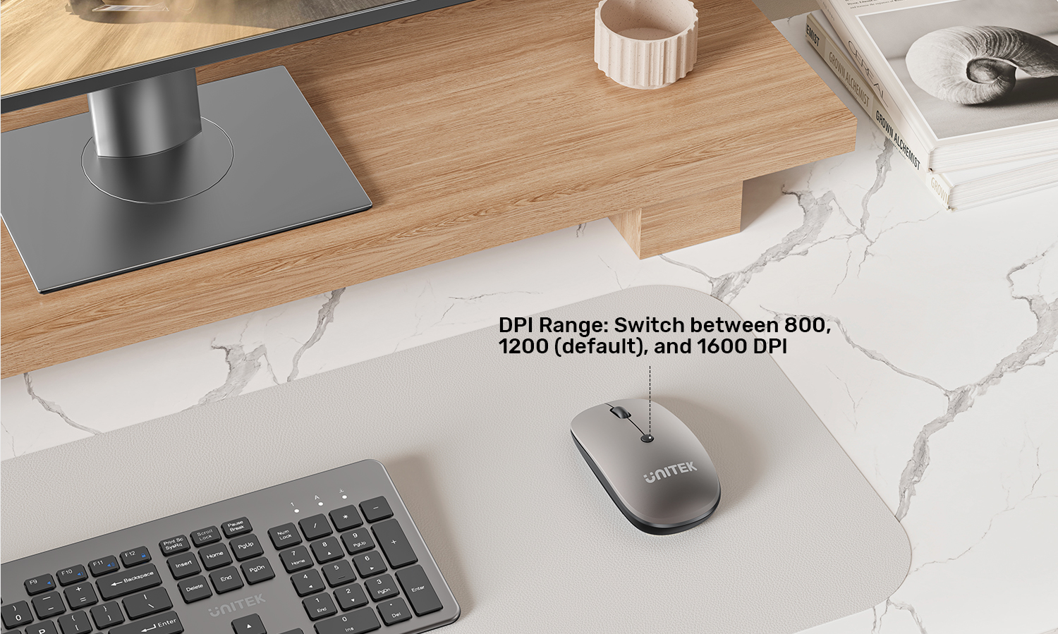 Unitek T060AGY01 SlimTrack 2.4GHz Wireless Optical Mouse Space Grey