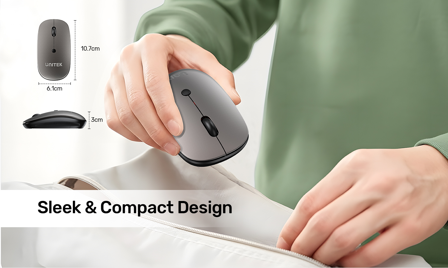 Unitek T060AGY01 SlimTrack 2.4GHz Wireless Optical Mouse Space Grey