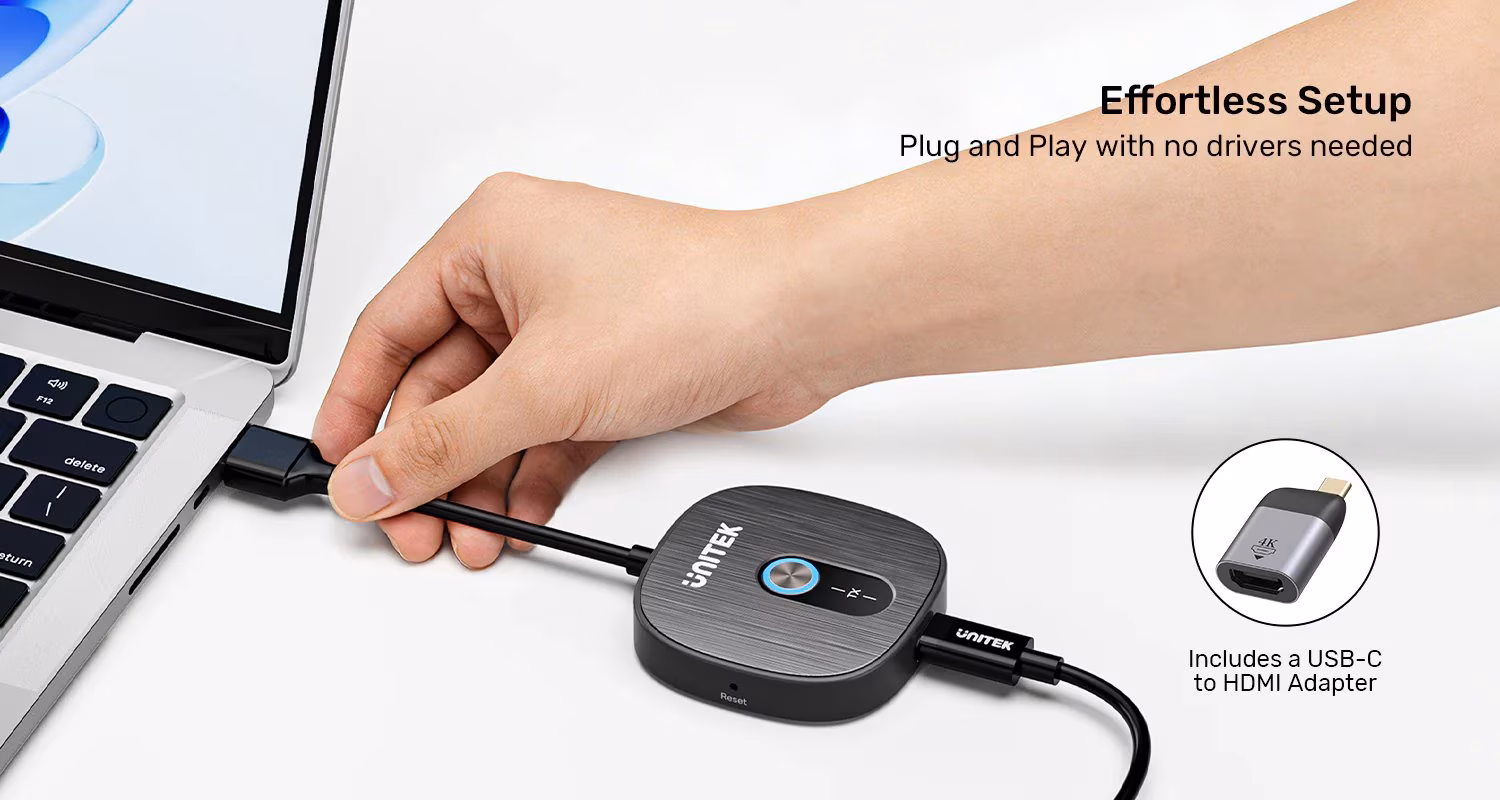 Unitek V1711ABK01 Wireless 1080P HDMI Transmitter with Dual Receivers 50M07 - One Chip Computers Unitek V1711ABK01 Wireless 1080P HDMI Transmitter with Dual Receivers 50M