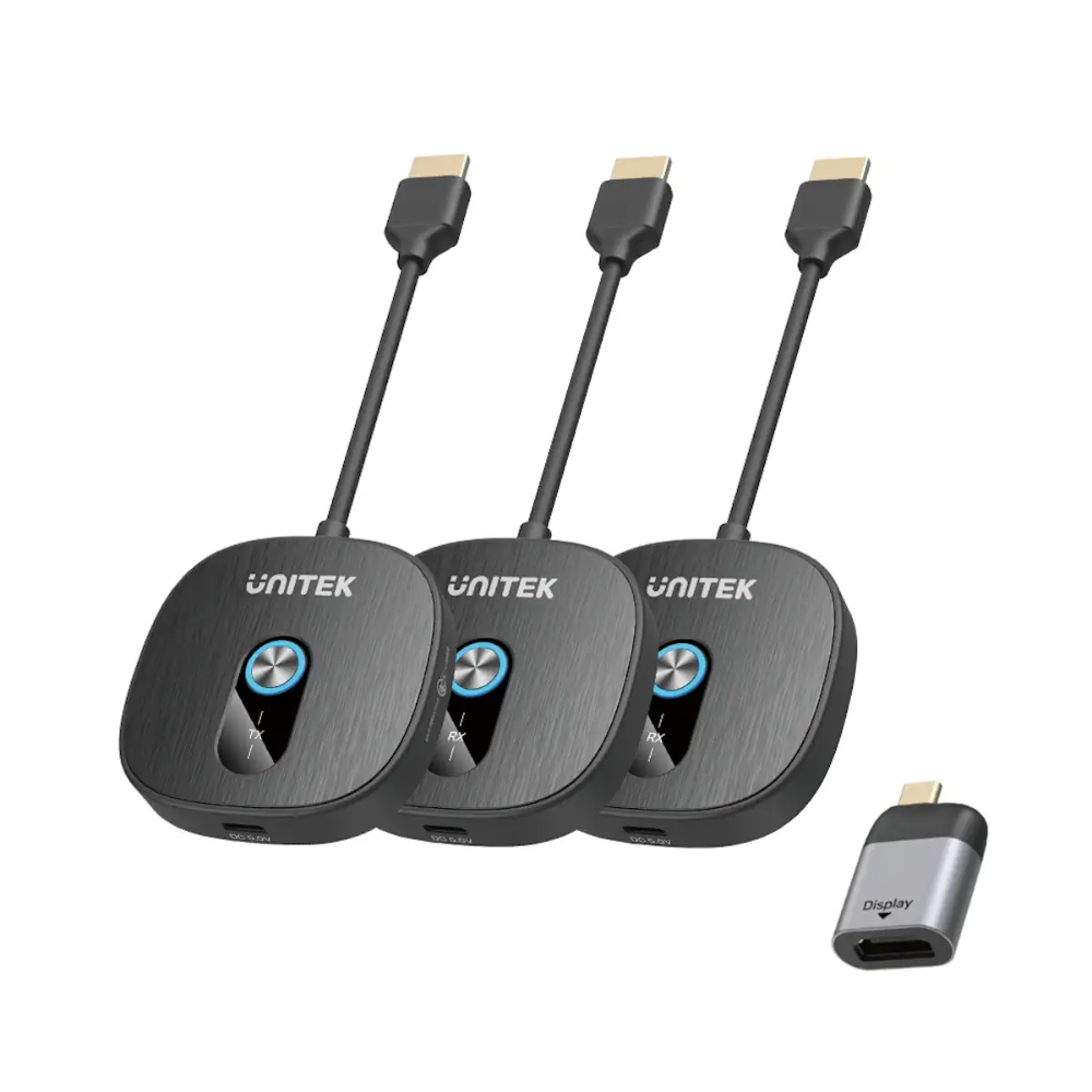 Unitek V1711ABK01 Wireless 1080P HDMI Transmitter with Dual Receivers 50M1 - One Chip Computers Unitek V1711ABK01 Wireless 1080P HDMI Transmitter with Dual Receivers 50M