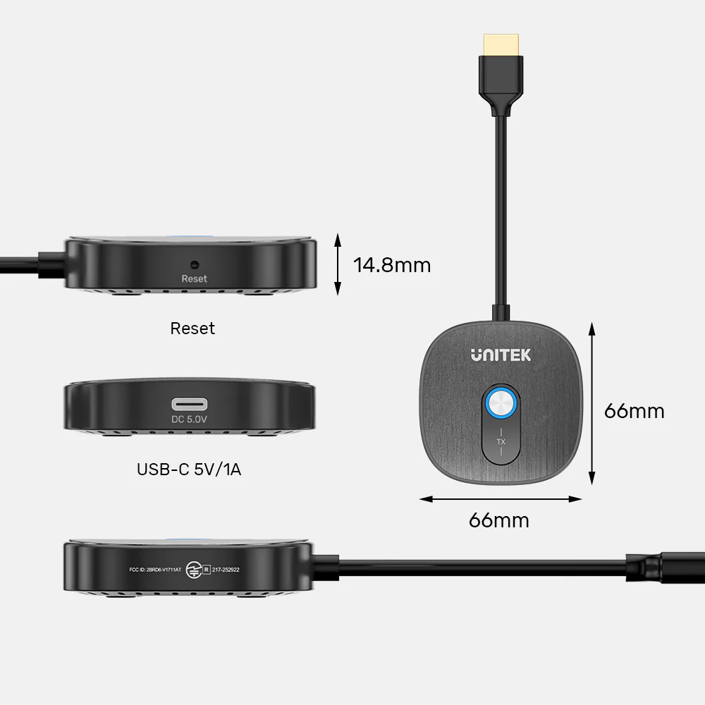 Unitek V1711ABK01 Wireless 1080P HDMI Transmitter with Dual Receivers 50M7 - One Chip Computers Unitek V1711ABK01 Wireless 1080P HDMI Transmitter with Dual Receivers 50M