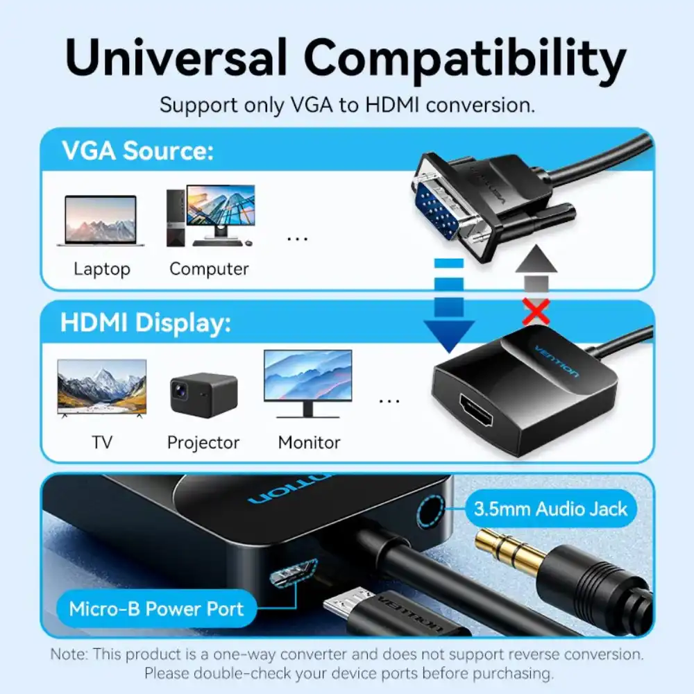 VENTION ACNBB VGA TO HDMI CONVERTER 10 - One Chip Computers