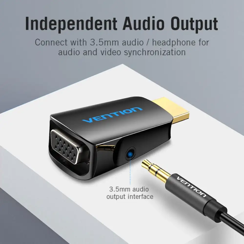 VENTION AIDB0 HDMI TO VGA CONVERTER WITH AUX3 - One Chip Computers