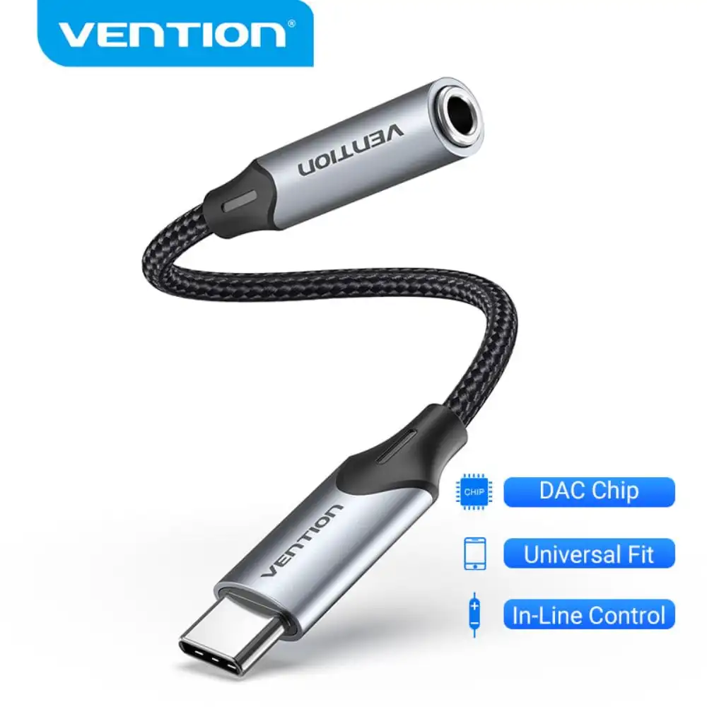 VENTION BGMHA USB-C TO 35MM EARPHONE JACK ADAPTER2 - One Chip Computers