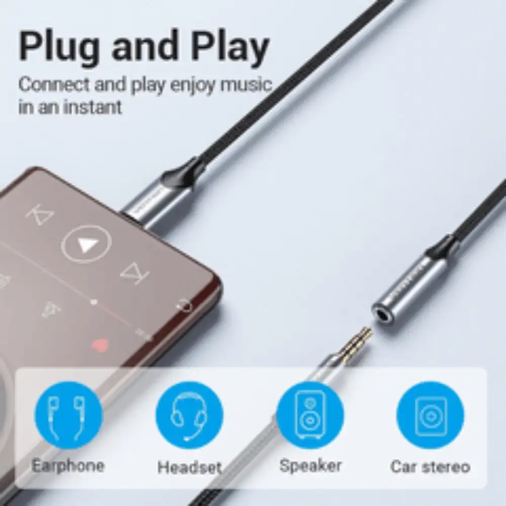 VENTION BGMHF USB-C TO 35MM EARPHONE JACK ADAPTER2 - One Chip Computers
