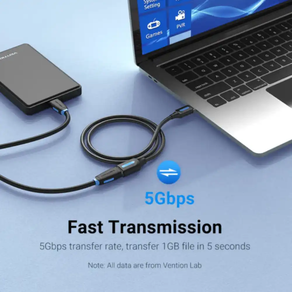 VENTION CBHBI USB30 MALE TO FEMALE EXTENTION CABLE 3M4 - One Chip Computers