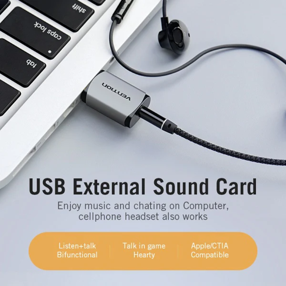 VENTION CDNH0 USB EXTERNAL SOUND CARD METAL2 - One Chip Computers