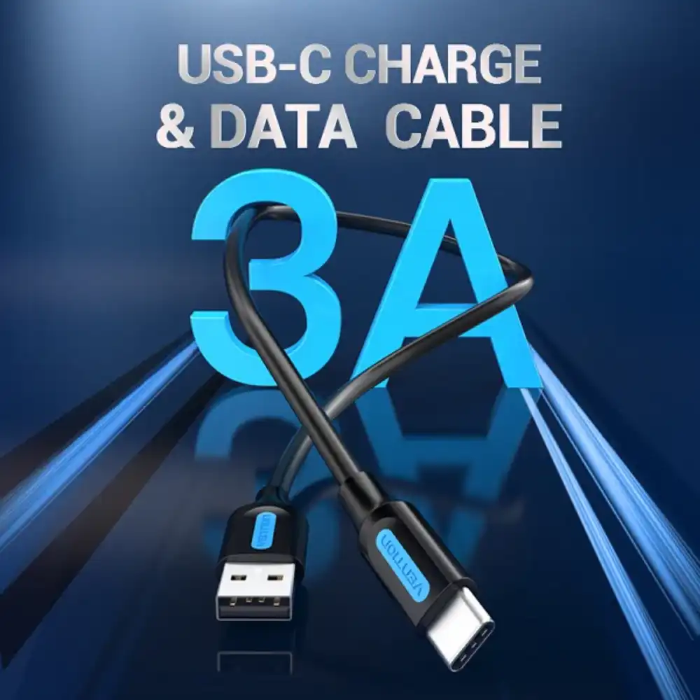 VENTION COKLH USB20 A TO C MALE CHARGING CABLE 2M BLUE 2 - One Chip Computers