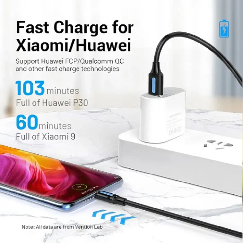 VENTION COKLH USB20 A TO C MALE CHARGING CABLE 2M BLUE 3 - One Chip Computers