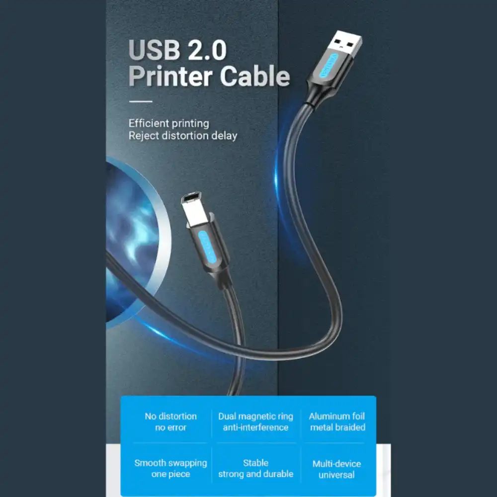 VENTION COQBG USB20 MALE TO USB PRINTER MALE CABLE 15M4 - One Chip Computers