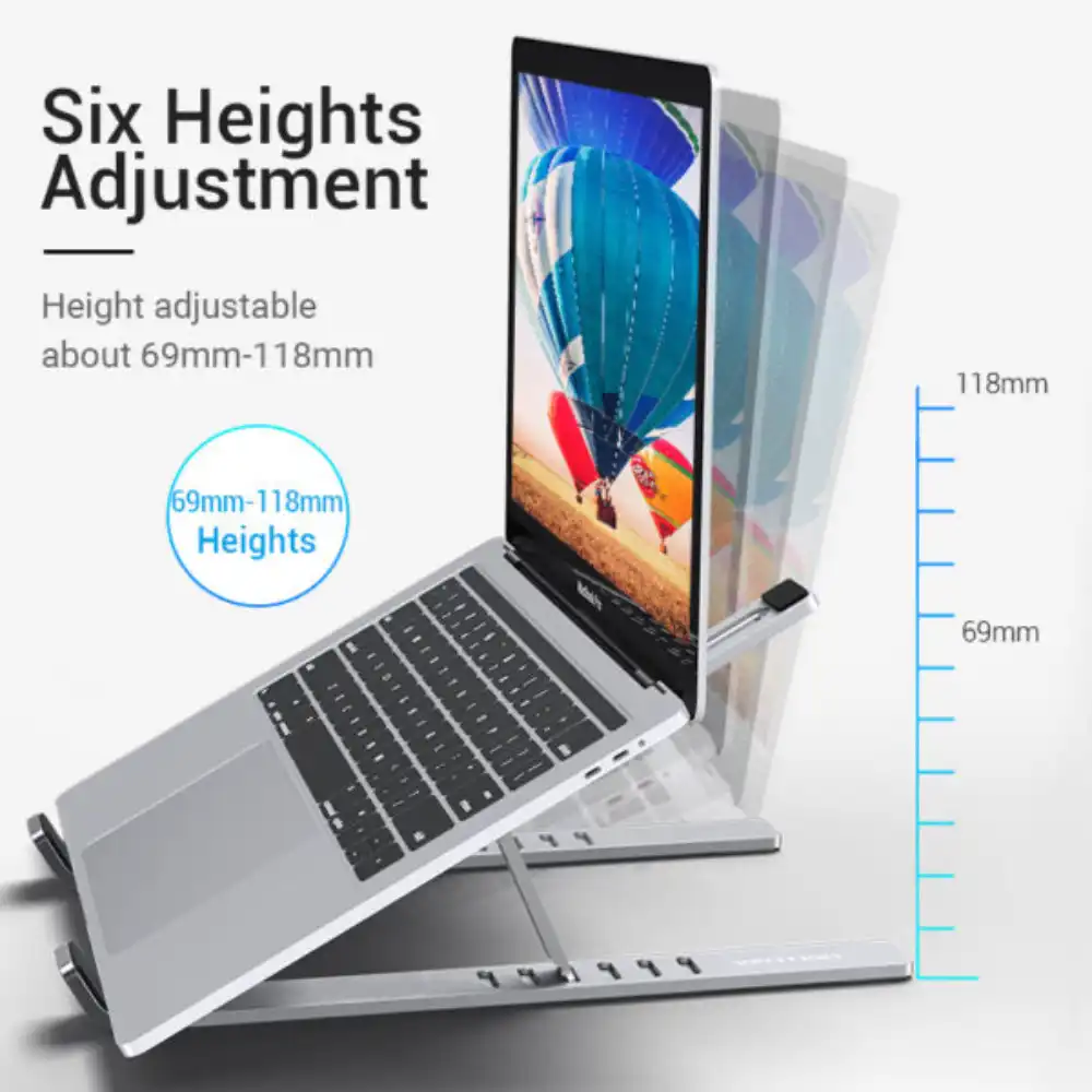 VENTION KDLIO ADJUSTABLE LAPTOP STAND SILVER4 - One Chip Computers