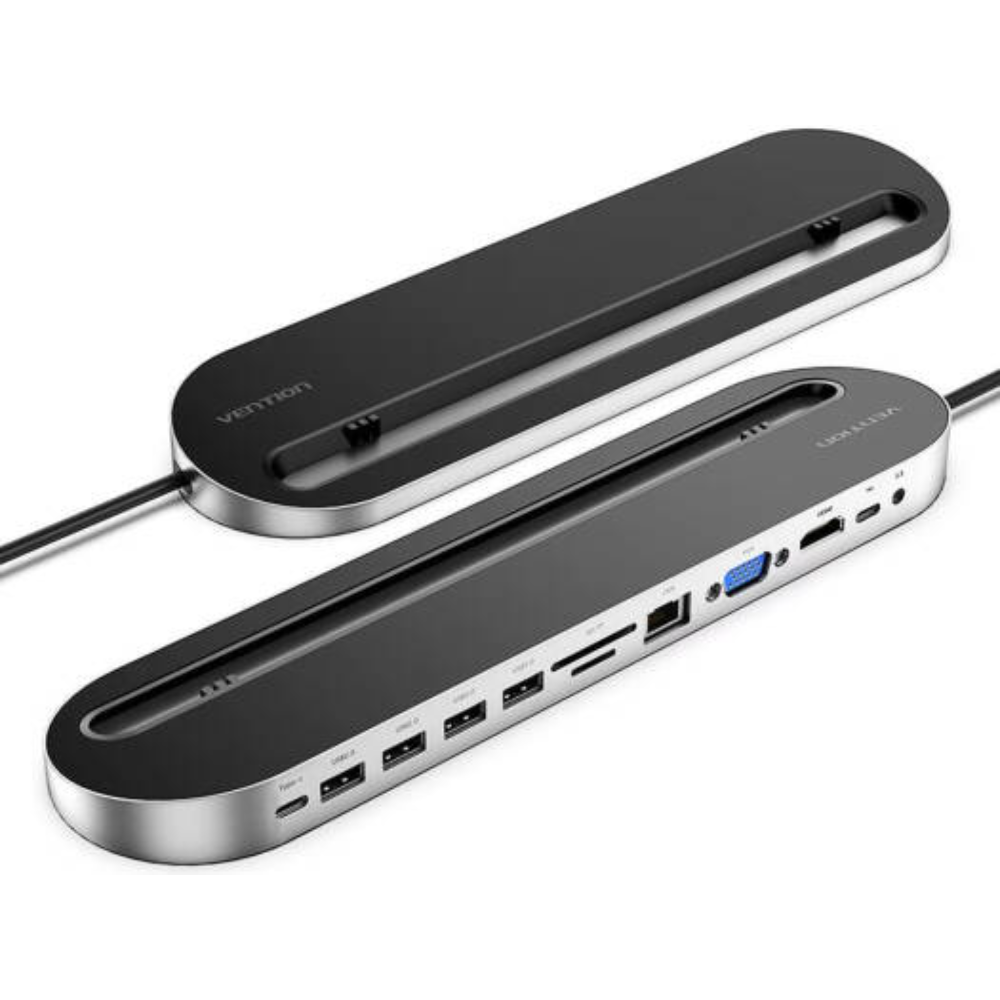 VENTION THEBC 12-IN-1 TYPE-C DOCKING STATION METAL BLACK1 - One Chip Computers Vention THEBC 12-in-1 Type-C Docking Station Metal Black