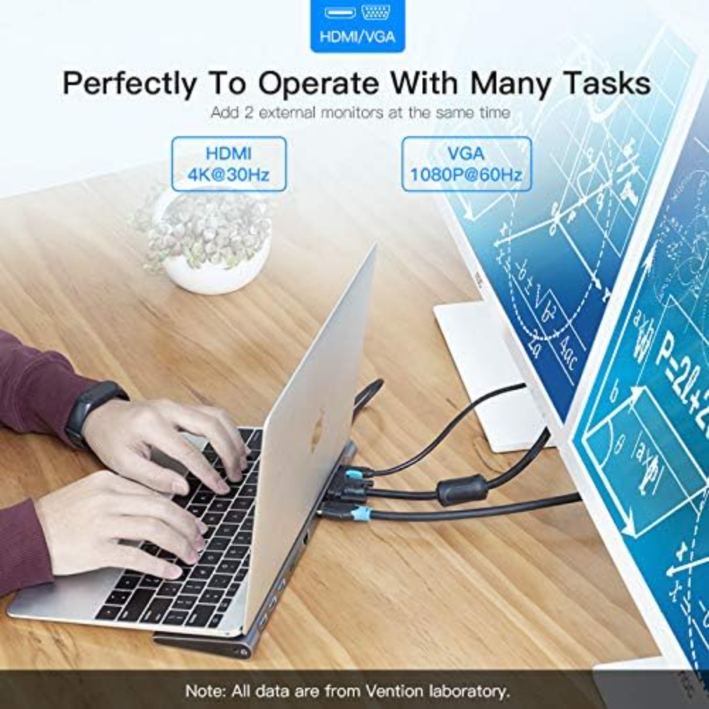 VENTION THOHAH 10-IN-1 TYPE-C DOCKING STATION METAL GRAY-1 - One Chip Computers