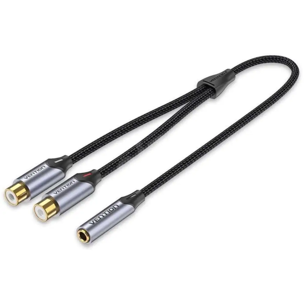 Vention BCOHY 3.5mm Female to 2-RCA Female Audio Cable - One Chip Computers Vention BCOHY 3.5mm Female to 2-RCA Female Audio Cable