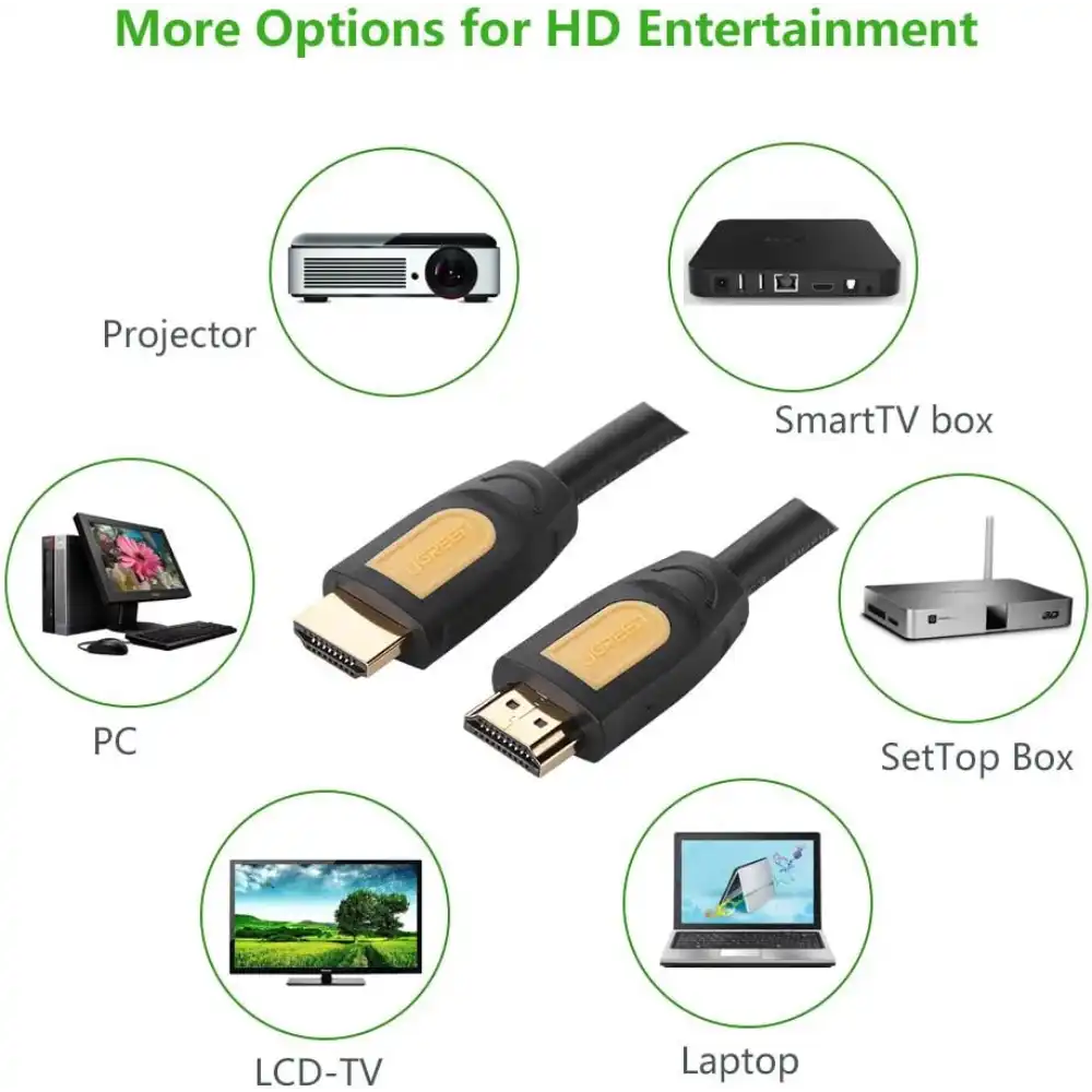 UGREEN 10167 HDMI MALE TO MALE CABLE 5M2 - One Chip Computers UGREEN 10167 HDMI Male to Male Cable 5M Black