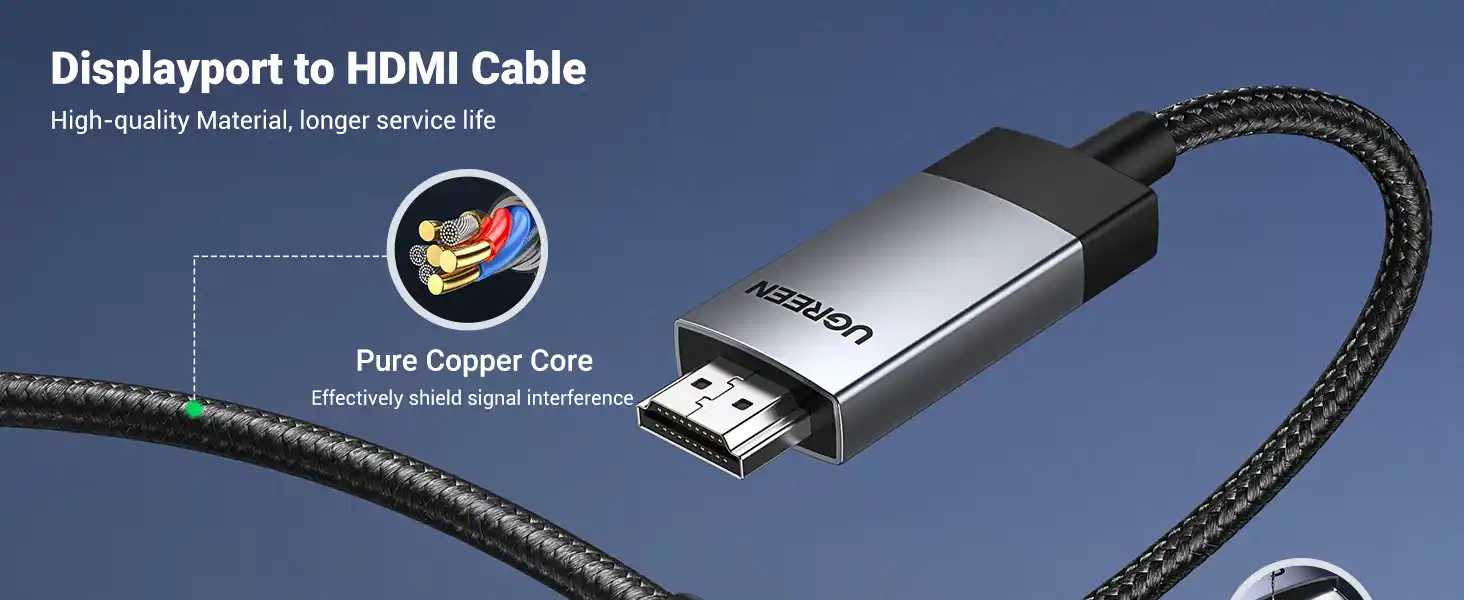 UGREEN 15773 DisplayPort to HDMI Cable 1M with 4K support