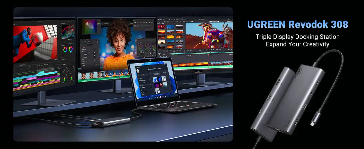 UGREEN 35588 8-in-1 USB-C Docking Station Dual Monitor 4K
