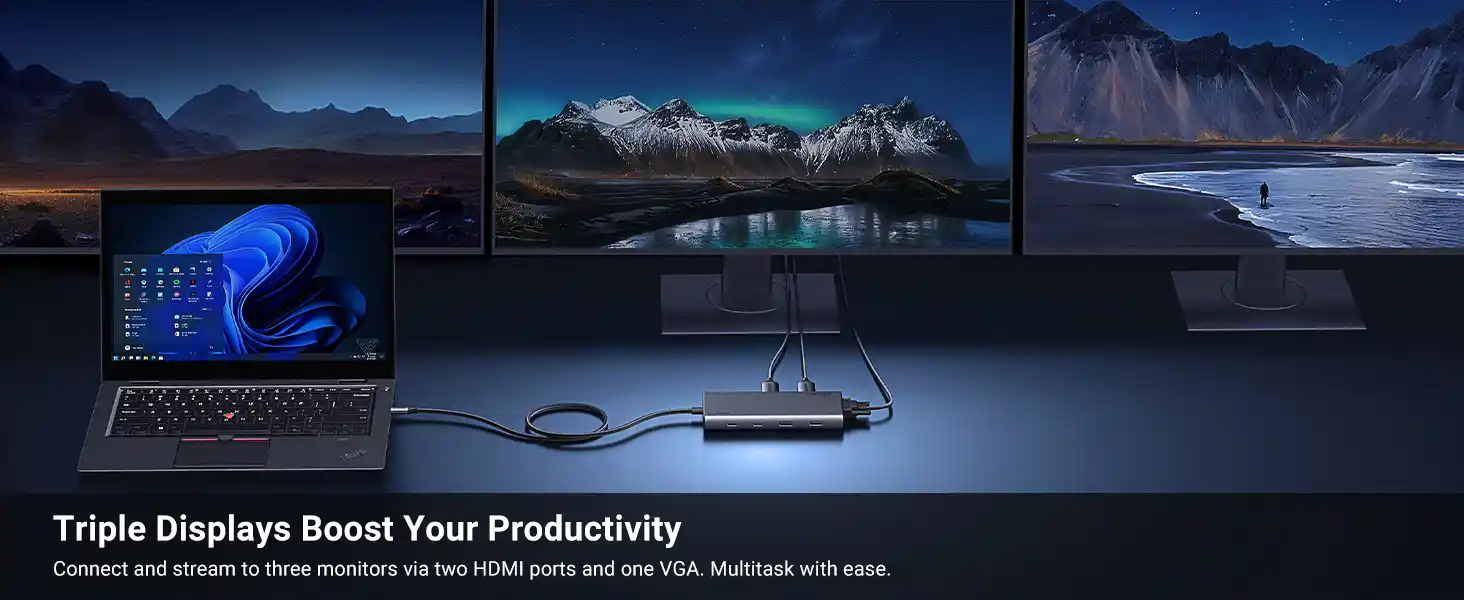 UGREEN 35588 8-in-1 USB-C Docking Station Dual Monitor 4K
