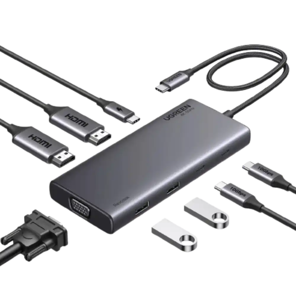 UGREEN 35588 8-in-1 USB-C Docking Station Dual Monitor 4K - One Chip Computers UGREEN 35588 8-in-1 USB-C Docking Station Dual Monitor 4K