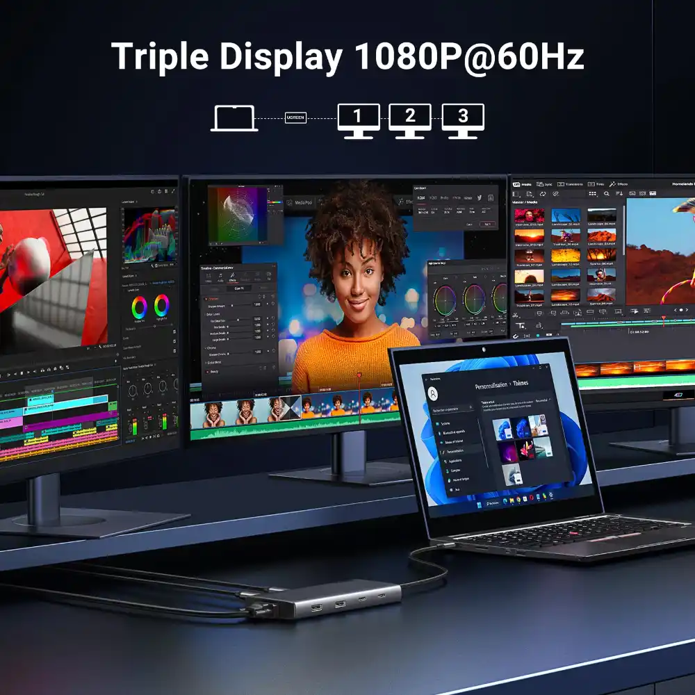 UGREEN 35588 8-in-1 USB-C Docking Station Dual Monitor 4K3 - One Chip Computers