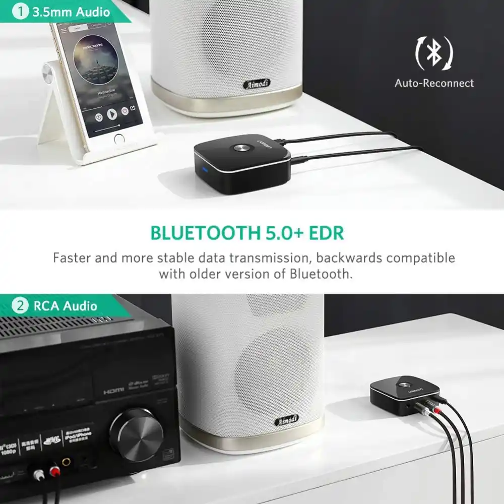 UGREEN 40759 Bluetooth 51 Audio Receiver with 35mm 2RCA 5 - One Chip Computers