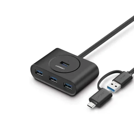 UGREEN 40850 USB 3.0 Hub with USB-C Port 1m Black 4-in-1