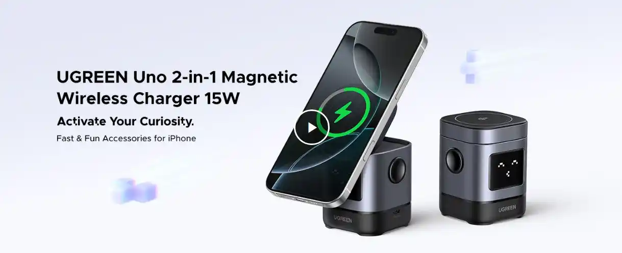 UGREEN 45775 UNO 2-in-1 Qi2 Wireless Charger