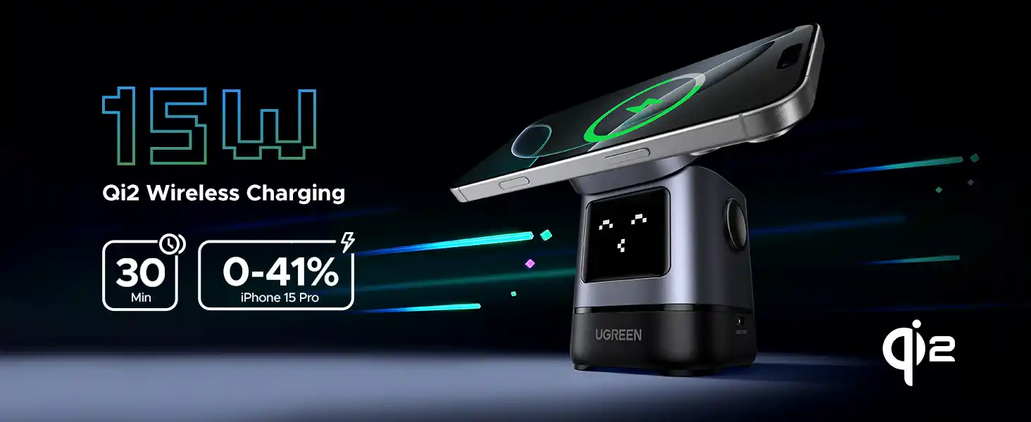 UGREEN 45775 UNO 2-in-1 Qi2 Wireless Charger