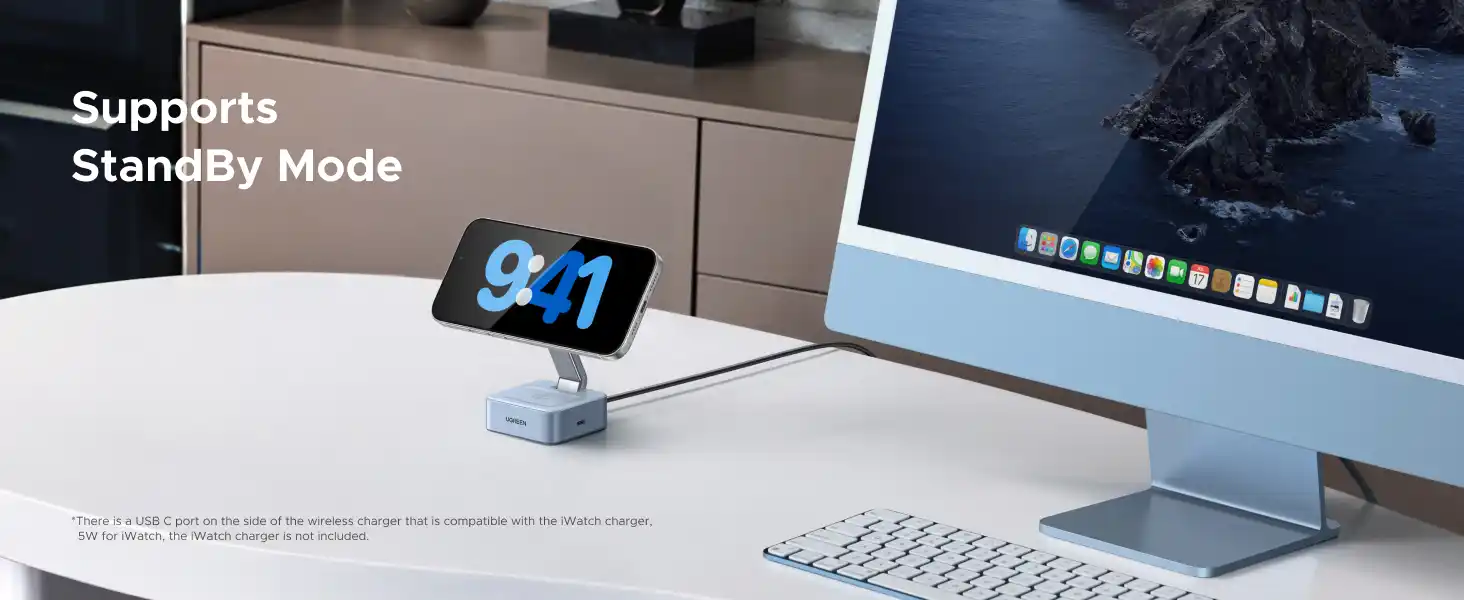 UGREEN 55960B MagFlow Qi2 2 In 1 25W Magnetic Wireless Charger