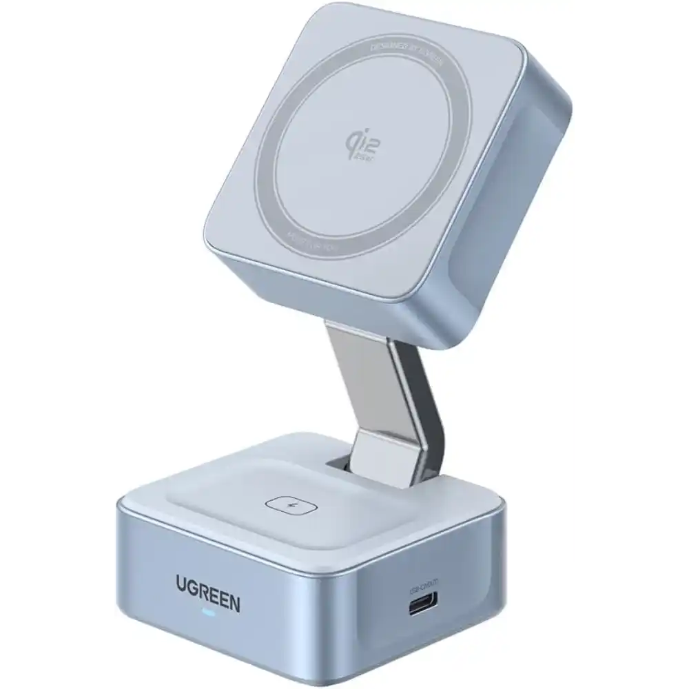 UGREEN 55960B MagFlow Qi2 2 In 1 25W Magnetic Wireless Charger - One Chip Computers UGREEN 55960B MagFlow Qi2 2 In 1 25W Magnetic Wireless Charger