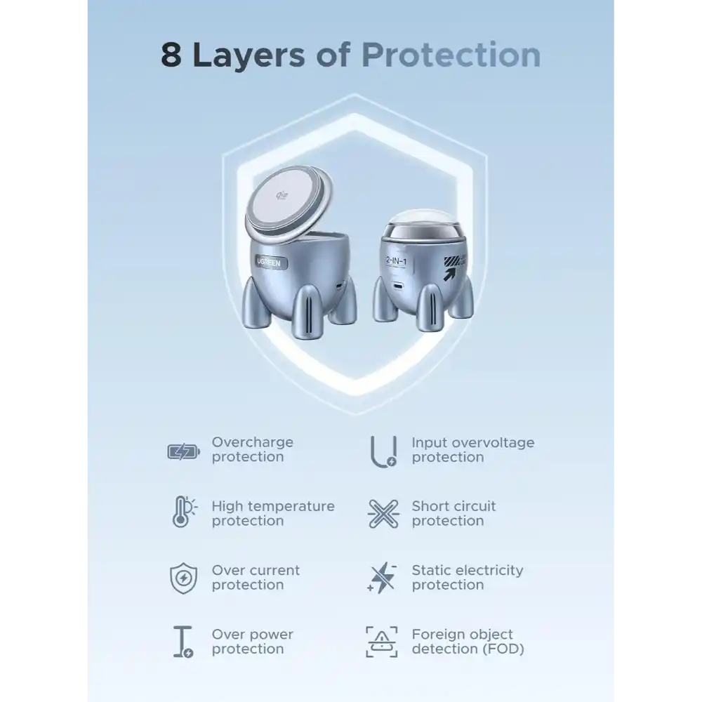 UGREEN 65300 2-in-1 Rocket Qi2 25W Wireless Charger - One Chip Computers UGREEN 65300 2-in-1 Rocket Qi2 25W Wireless Charger