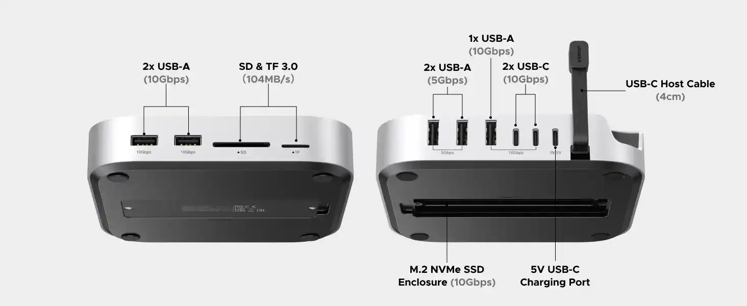UGREEN 65487 11-in-1 Docking Station for Mac Mini with SSD Expansion - One Chip Computers UGREEN 65487 11-in-1 Docking Station for Mac Mini with SSD Expansion