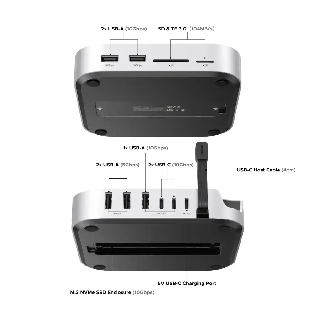 UGREEN 65487 11-in-1 Docking Station for Mac Mini with SSD Expansion - One Chip Computers UGREEN 65487 11-in-1 Docking Station for Mac Mini with SSD Expansion