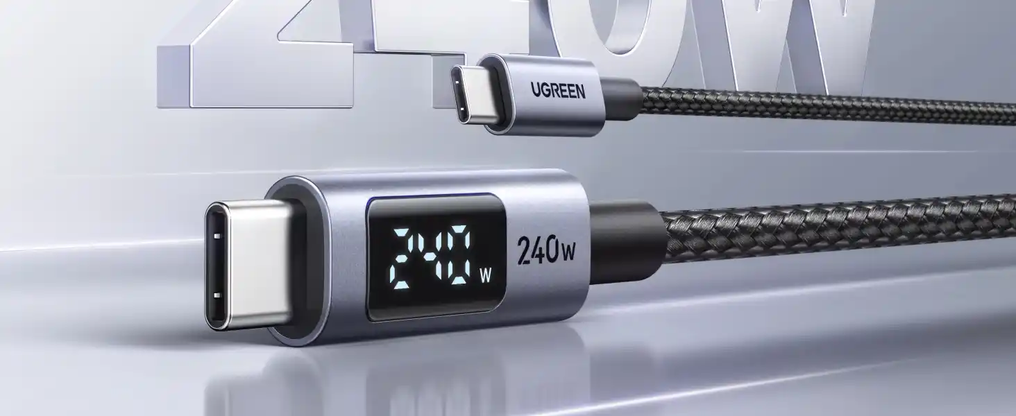 UGREEN 65867 USB-C to USB-C 240W Cable fast charging and digital screen