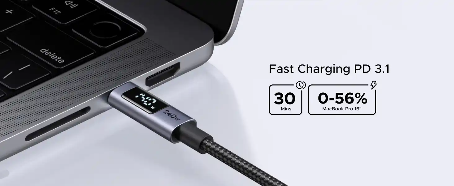 UGREEN 65867 USB-C to USB-C 240W Cable fast charging and digital screen