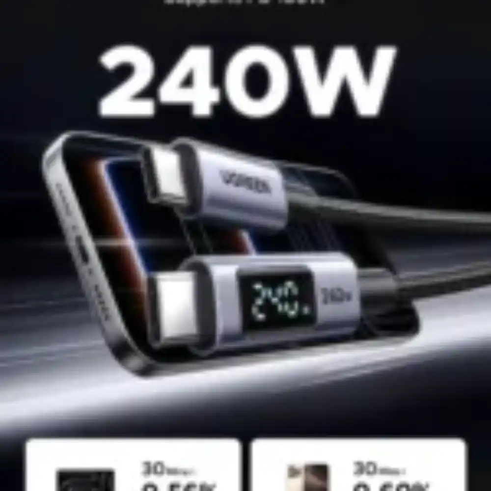 UGREEN 65867 USB-C to USB-C 240W Cable fast charging and digital screen - One Chip Computers UGREEN 65867 USB-C to USB-C 240W Cable fast charging and digital screen