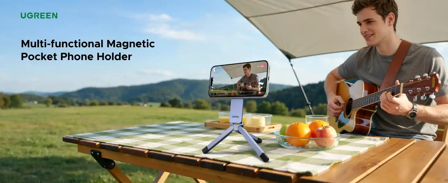 UGREEN 75509 Magnetic Phone Tripod Stand Metal Adjustable