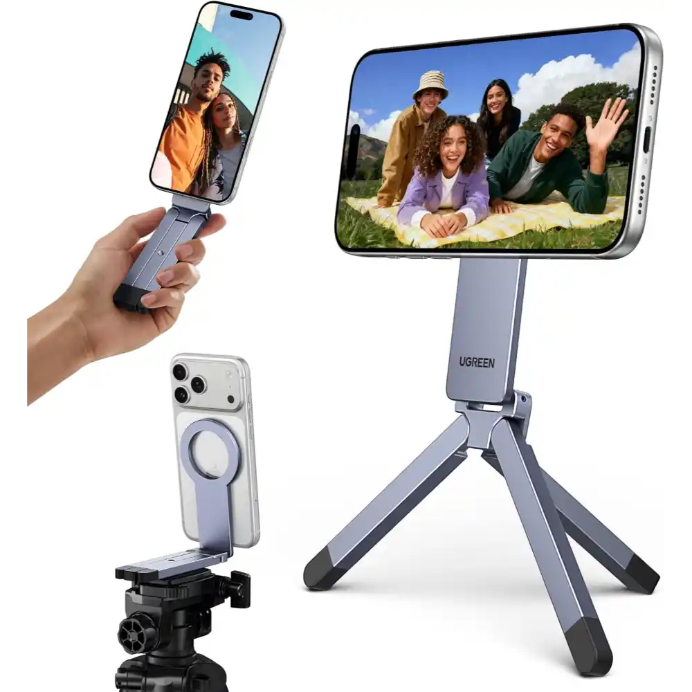 UGREEN 75509 Magnetic Phone Tripod Stand Metal Adjustable - One Chip Computers UGREEN 75509 Magnetic Phone Tripod Stand Metal Adjustable