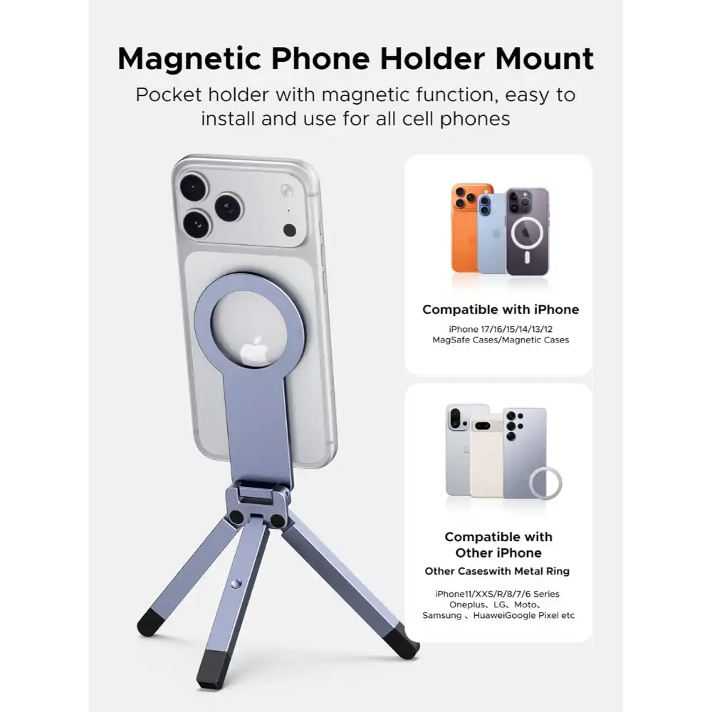 UGREEN 75509 Magnetic Phone Tripod Stand Metal Adjustable - One Chip Computers UGREEN 75509 Magnetic Phone Tripod Stand Metal Adjustable