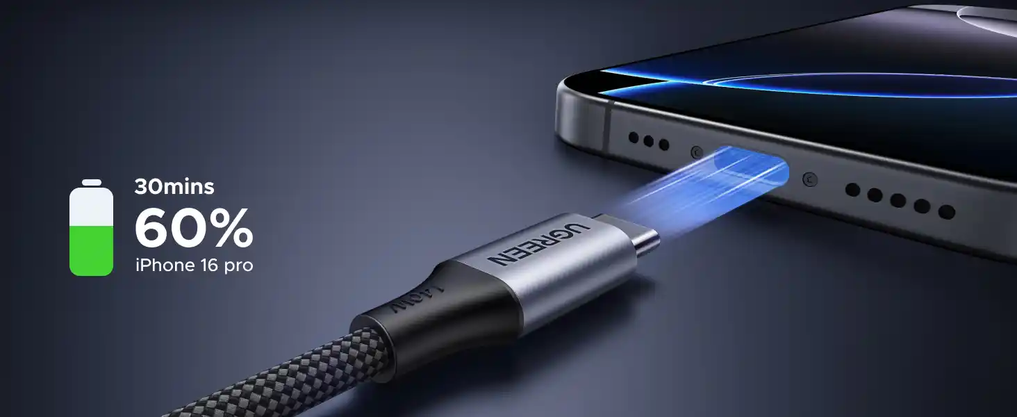 UGREEN 75733 140W 2-in-1 Dual USB-C Cable 2M Fast Charging