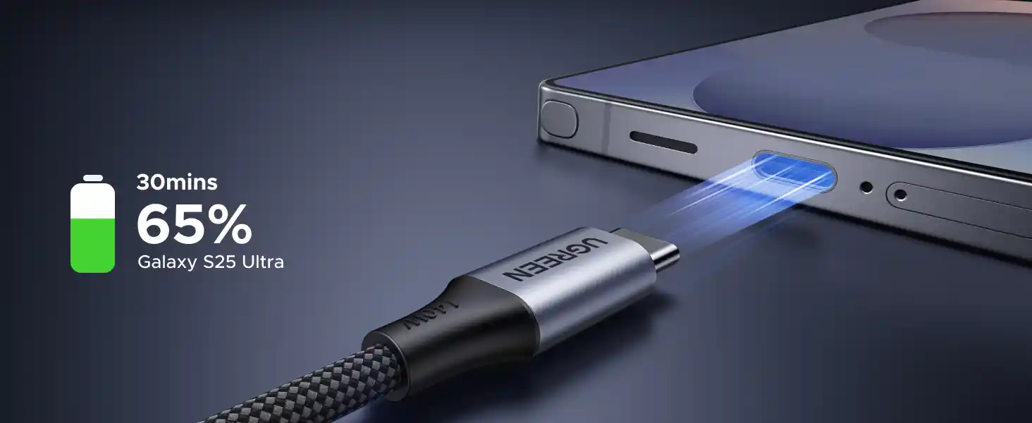 UGREEN 75733 140W 2-in-1 Dual USB-C Cable 2M Fast Charging
