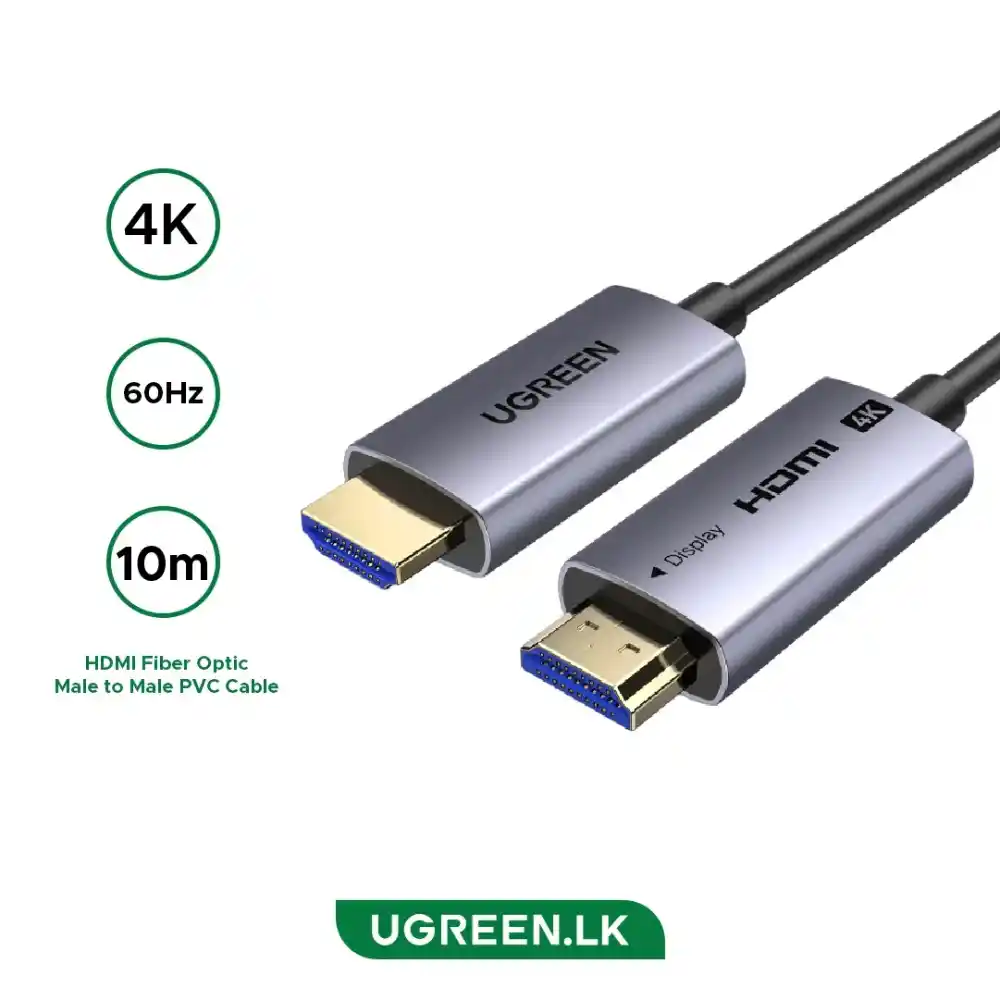 UGREEN 45503 HDMI 4K FIBER OPTIC CABLE ALUMINUM SHELL 10M - One Chip Computers UGREEN 45503 HDMI 4K FIBER OPTIC CABLE ALUMINUM SHELL 10M
