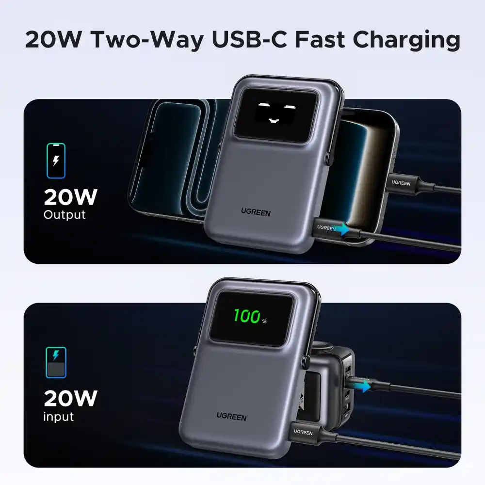 UGREEN 45327 Uno 10000mAh Magnetic Wireless Power Bank - One Chip Computers UGREEN 45327 Uno 10000mAh Magnetic Wireless Power Bank