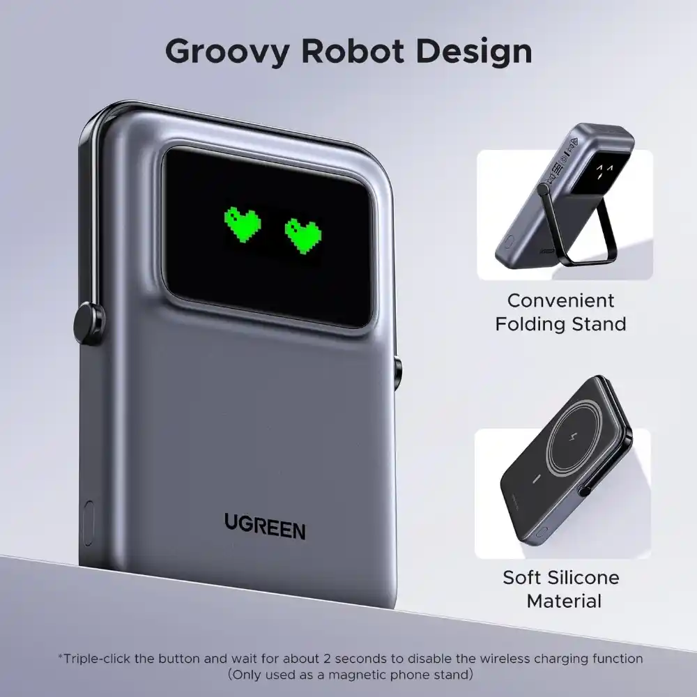 UGREEN 45327 Uno 10000mAh Magnetic Wireless Power Bank - One Chip Computers UGREEN 45327 Uno 10000mAh Magnetic Wireless Power Bank