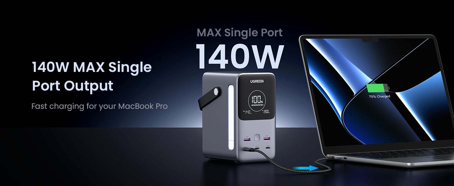 UGREEN 25286 48000mAh 300W Portable Power Bank with 5 Ports, 140W PD Fast Charging & Smart Digital Display - detail 6