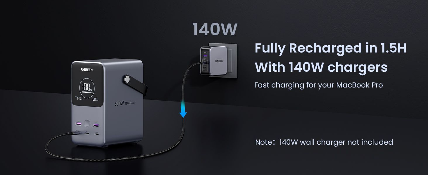 UGREEN 25286 48000mAh 300W Portable Power Bank with 5 Ports, 140W PD Fast Charging & Smart Digital Display - detail 8
