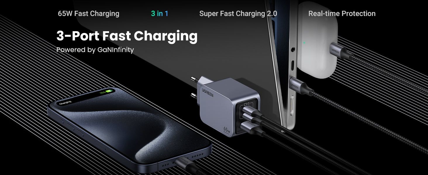 UGREEN 25871 Nexode Pro 65W USB-C & USB-A Fast Charger with 1.5M USB-C Cable - detail 4