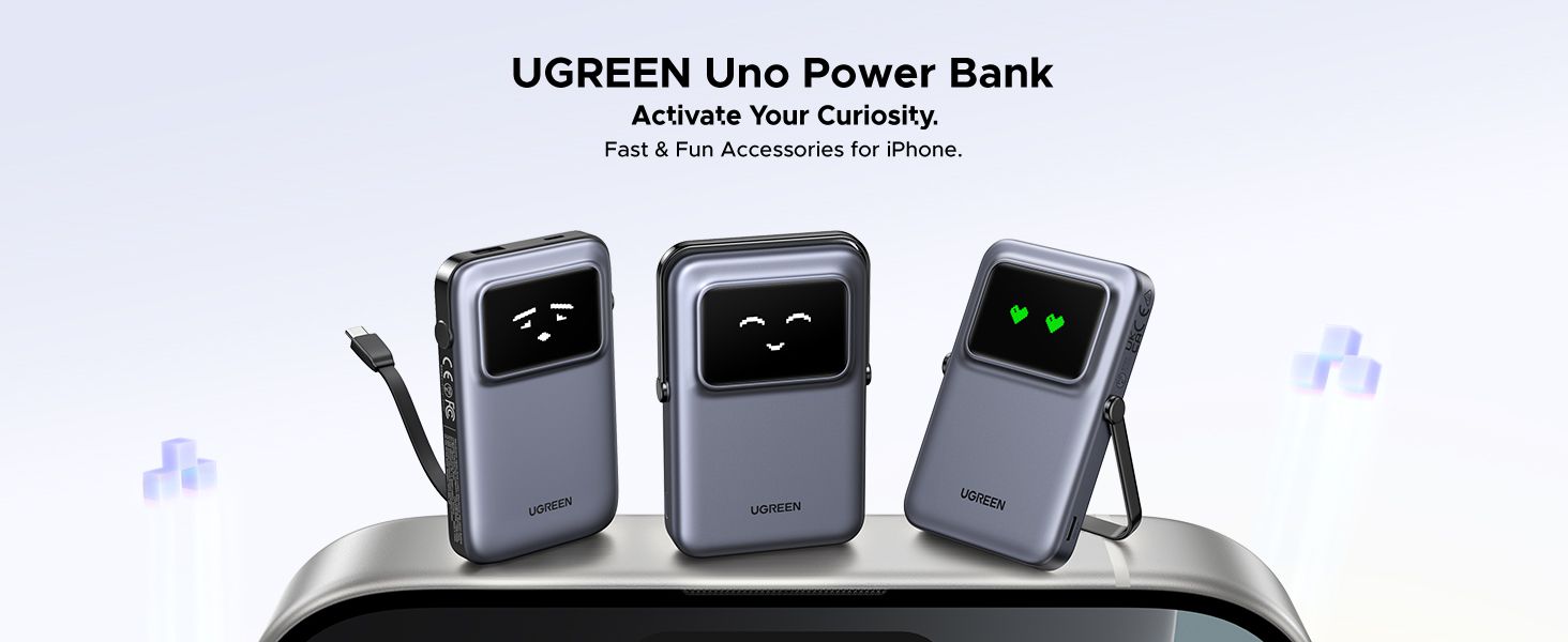 UGREEN 35604B Uno 10000mAh 30W Power Bank with Built-in Cable - detail 1
