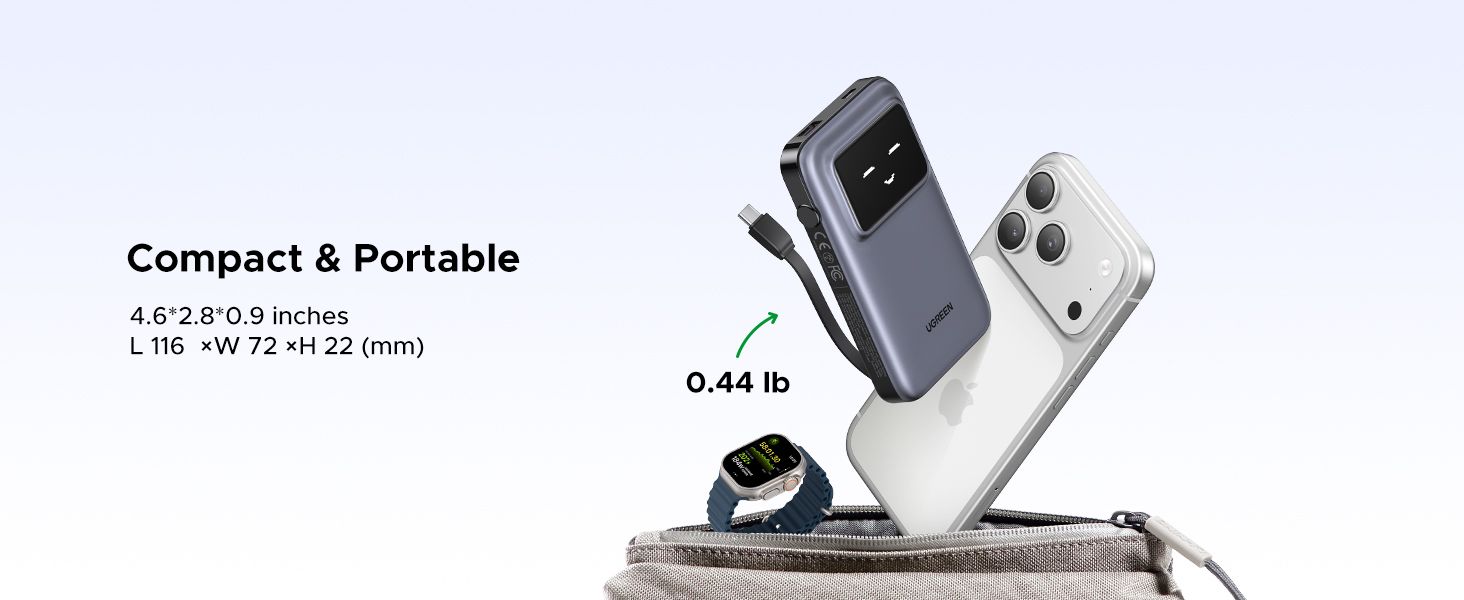 UGREEN 35604B Uno 10000mAh 30W Power Bank with Built-in Cable - detail 7