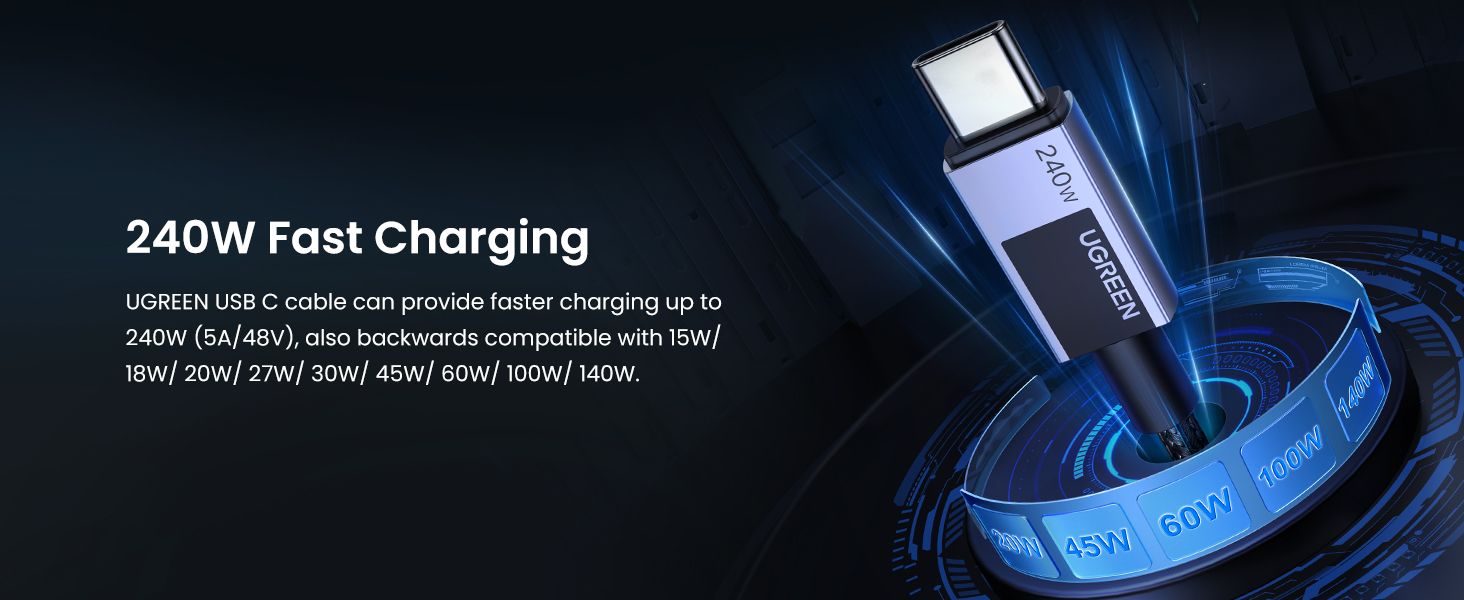 UGREEN 45067 USB-C to USB-C 240W PD Fast Charging Cable 1M - detail 4